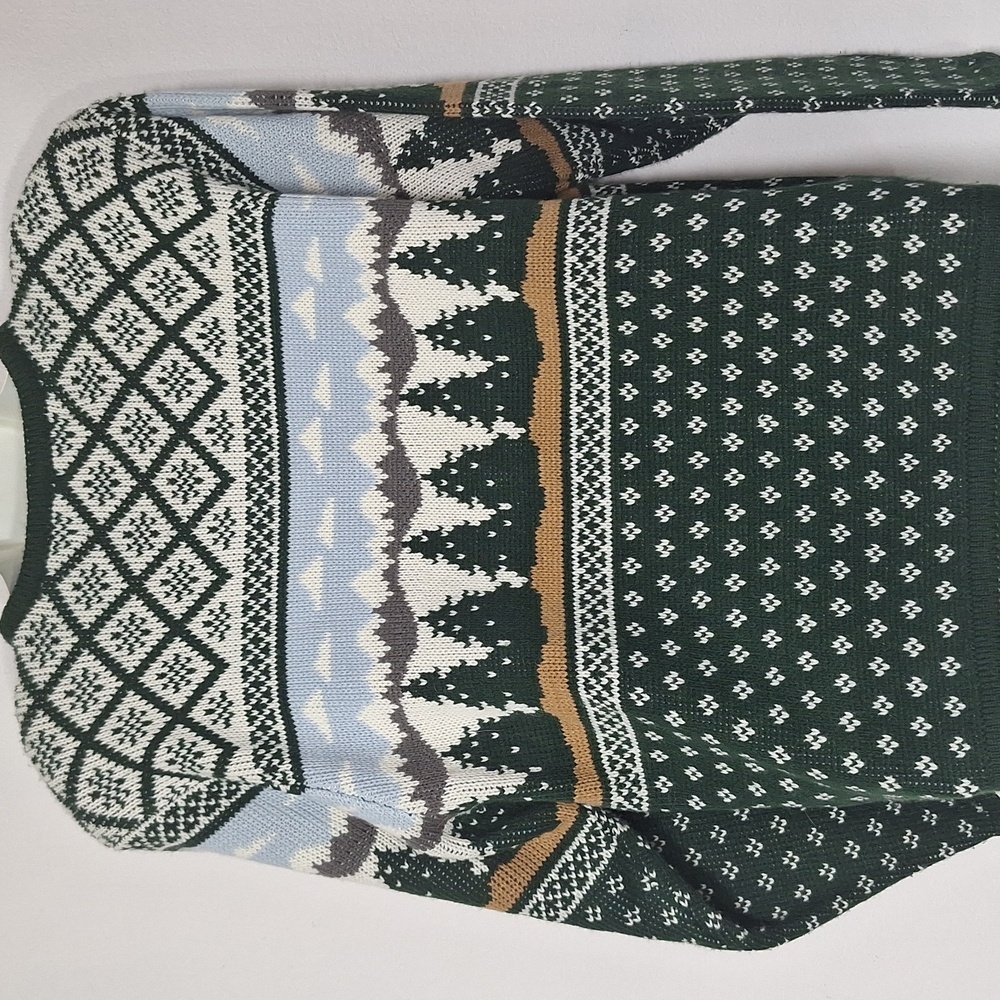 Vintage Crystal Kobe  Women's Cardigan Green Trees Nature Winter - Picture 5 of 10